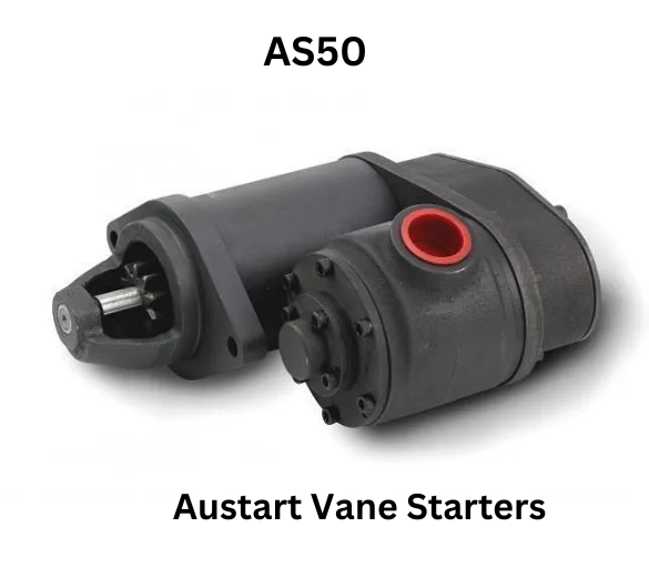 AS50 Austart Vane Starters - Industrial starter motor with a robust design and red accent